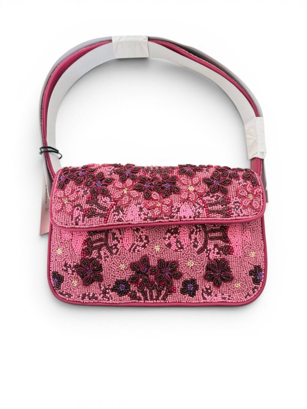 NWT STAUD Tommy Beaded Bag Blossom Garden Party Pink 3D Floral